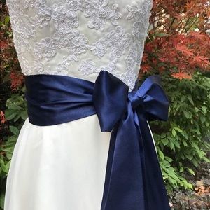 Navy Satin Formal Belt